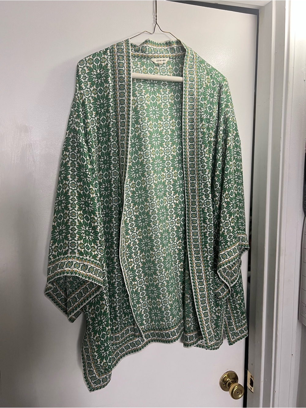 Max Studio Green and Yellow Floral Kimono